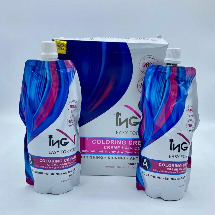 ING Easy For You ہیئر کلر کریم – اٹلی سے درآمد شدہ Easy to Use | Ammonia Free | 100٪ سفید بالوں کو کلر - ZBS Products 