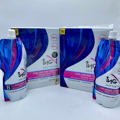 ING Easy For You ہیئر کلر کریم – اٹلی سے درآمد شدہ Easy to Use | Ammonia Free | 100٪ سفید بالوں کو کلر - ZBS Products 